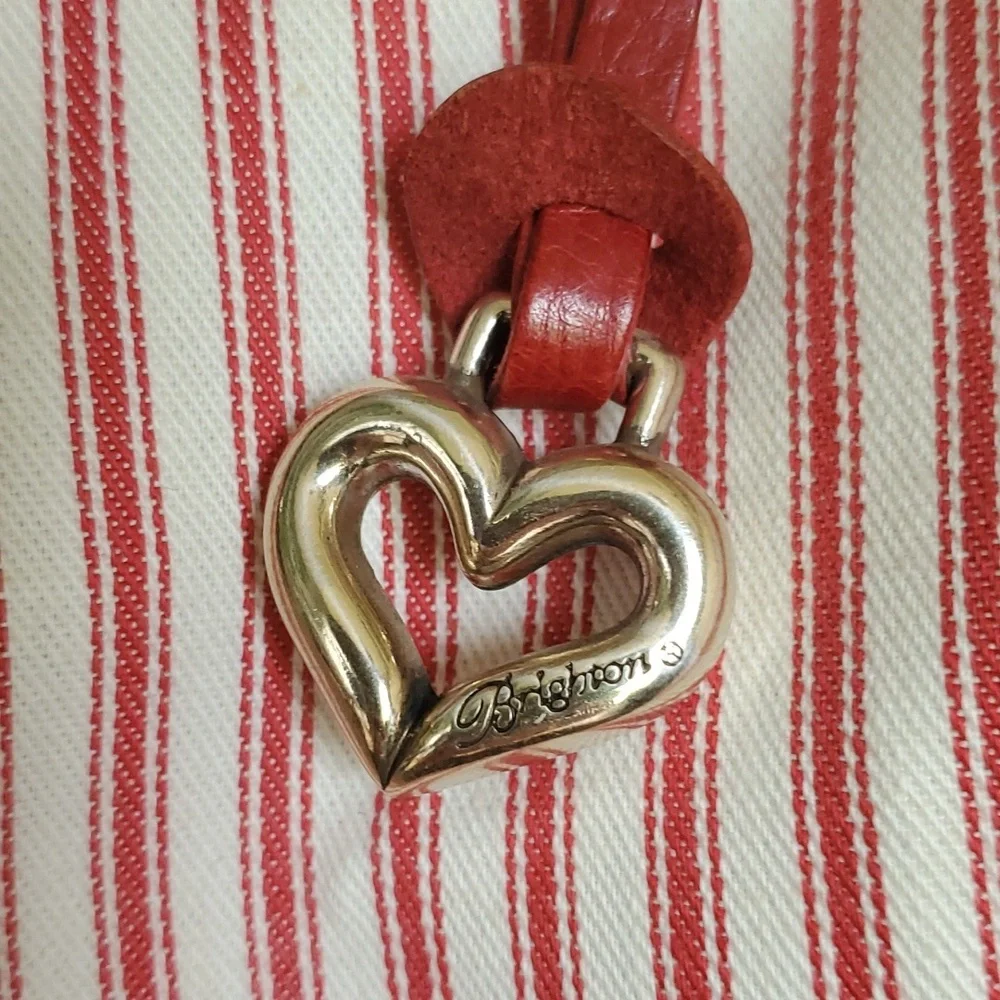 Brighton Bamboo Handle Doctor Bag Candy Stripe Red Rose Vintage Retro Style - Picture 3 of 13